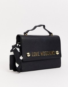 Черная сумка через плечо с шарфом Love Moschino-Черный