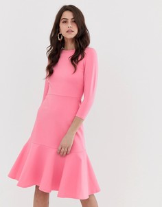 Платье с длинными рукавами и оборкой Closet-Розовый