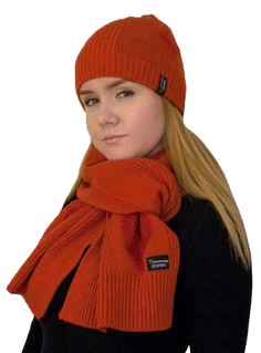 Комплект (шапка+шарф) женский Enrico Coveri ART-1070 оранжевый