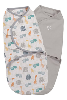 Конверт на липучке swaddleme, размер s/m, (2шт.), серый/ богемные джунгли Summer Infant