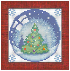 Картина стразами "Новогодний шарик с елкой" (АЖ-1255) Алмазная живопись