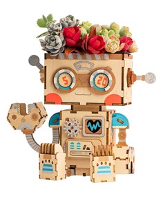 3D деревянный пазл Robotime Кашпо Робот FT761