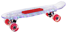 Скейтборд "Спартак" прозрачный, с функцией Bluetooth, дека: PP с LED подсветкой, 22"*6", No Brand
