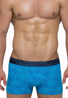 Мужские трусы-боксеры с узором диагональный ромб, голубые (XXL) Salvador Dali