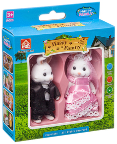 Игровой набор Happy Family фигурки зверюшек 2 зайчика BOX 15 21?15 21?4 5 см арт.012-05C.