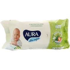 Детские влажные салфетки Aura "Ultra Comfort" с экстрактом алоэ и витамином Е, 120 шт
