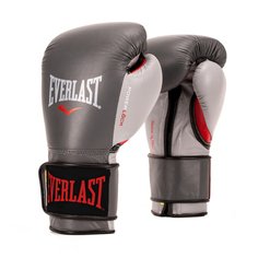 Боксерские перчатки Everlast Powerlock Hook Loop Training Gloves серые/красные 12 унций