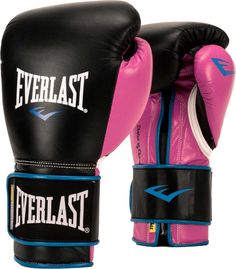Боксерские перчатки Everlast W Powerlock Hook Loop Training Gloves черные/розовые 10 унций