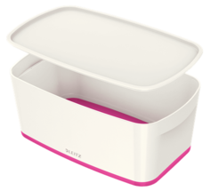 Короб MyBox® с крышкой, малый, белый/розовый 52291023 Leitz