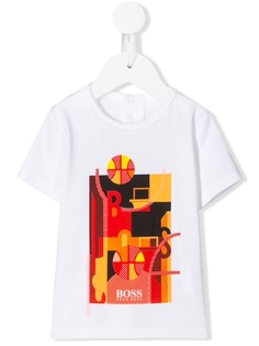 Boss Kids футболка с абстрактным принтом