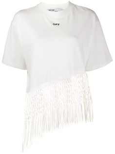 Off-White сетчатый топ с асимметричным краем