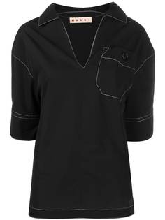 Marni блузка-поло с контрастной строчкой