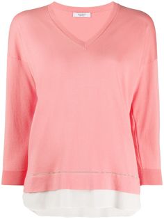Peserico V-neck cropped sleeve jumper