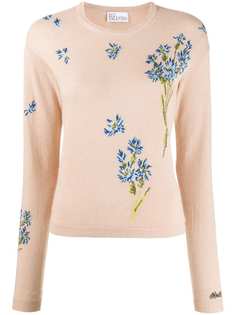 Red Valentino жаккардовый джемпер с цветочным принтом