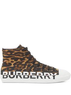 Burberry leopard print high-top sneakers