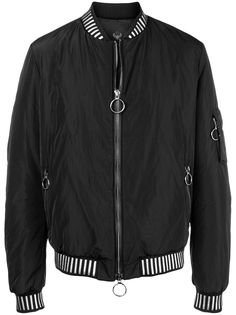 Frankie Morello striped trim bomber jacket