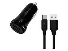 Зарядное устройство TFN 2xUSB + Type-C 2.4A Black TFN-CC2U24AUSBCBK