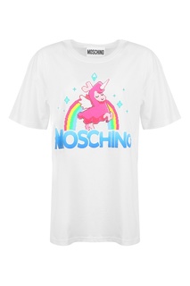 Белая футболка с принтом Uni Lama Moschino
