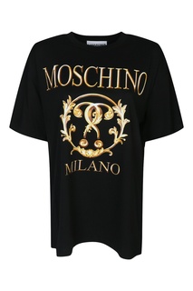 Черная хлопковая футболка с принтом Moschino