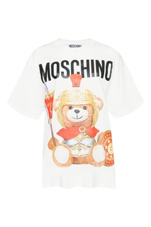 Белая футболка с принтом Roman Teddy Bear Moschino