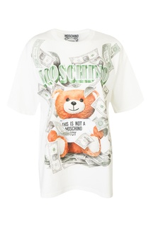 Футболка из хлопка с принтом Dollar Teddy Bear Moschino