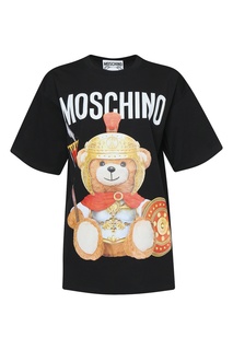 Черная футболка с принтом Roman Teddy Bear Moschino