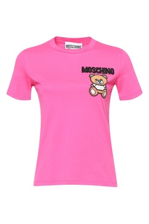 Малиновая футболка с аппликацией Moschino