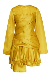 Желтое шелковое платье с драпировками Nina Ricci