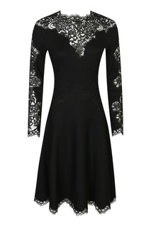 Черное платье с кружевными вставками Ermanno Scervino