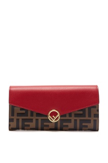 Кошелек Continental F с красным клапаном Fendi