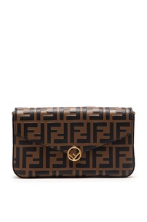 Коричневая кроссбоди со съемным ремнем Fendi