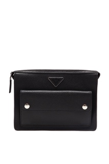 Черная сумка с накладным карманом Prada