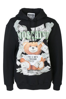 Черная хлопковая толстовка с принтом Dollar Teddy Bear Moschino