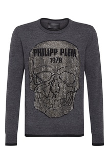 Серый джемпер с черепом Philipp Plein