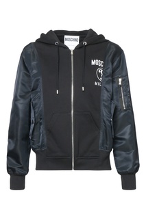 Черная куртка на молнии с принтом Moschino