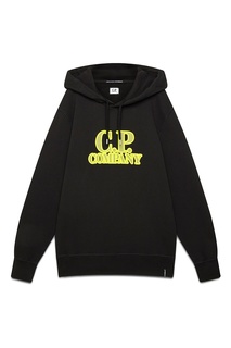 Черное худи с неоновыми принтами C.P. Company