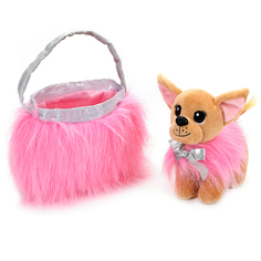 Мягкая игрушка Мой питомец «Собака Чихуахуа» в розовой сумочке 19 см