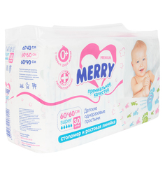 Пеленки с рисунком и тиснением 60х60 см, 30 шт Merry