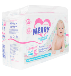 Пеленки с рисунком и тиснением 40х60 см, 30 шт Merry