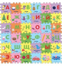 Коврик-пазл Peppa Pig Учим азбуку с Пеппой (36 дет.) 90 х 90 см