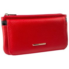 Портмоне Dimanche 815, натуральная кожа красный с черной полоской
