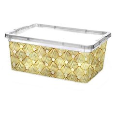 ПОЛИМЕРБЫТ Контейнер с крышкой 25,9х18,2х10,6 см прозрачный/золотистый