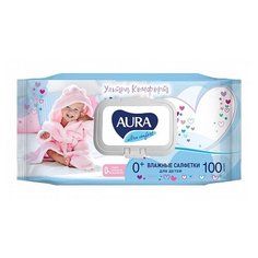 Влажные салфетки Aura Ultra Comfort пластиковая крышка 100 шт.