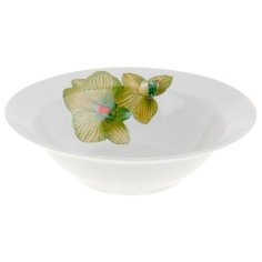 Дулёвский фарфор Миска круглая Орхидея зеленая 300 мл белый