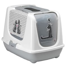 Туалет-домик для кошек Moderna Trendy Cat Cats In Love 57.4х44.8х42.7 см белый/серый