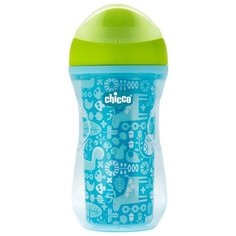 Поильник-непроливайка Chicco Active Cup, 266 мл голубой/рисунок олени