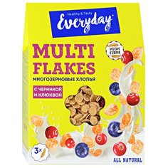 Готовый завтрак Everyday Мультизерновые хлопья с черникой и клюквой, коробка, 200 г