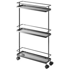 Этажерка Yamazaki Tower Rolling kitchen storage cart, материал: металл, ШxГxВ: 38х12х66 см, черный