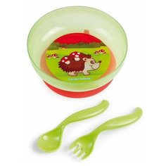Тарелка Canpol Babies на присоске с крышкой (21/300) зеленый