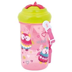 Поильник с трубочкой Canpol Babies 4/102, 400 мл розовый/сова